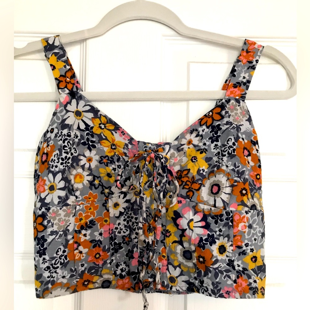 American Eagle Retro Floral Crop Top XS